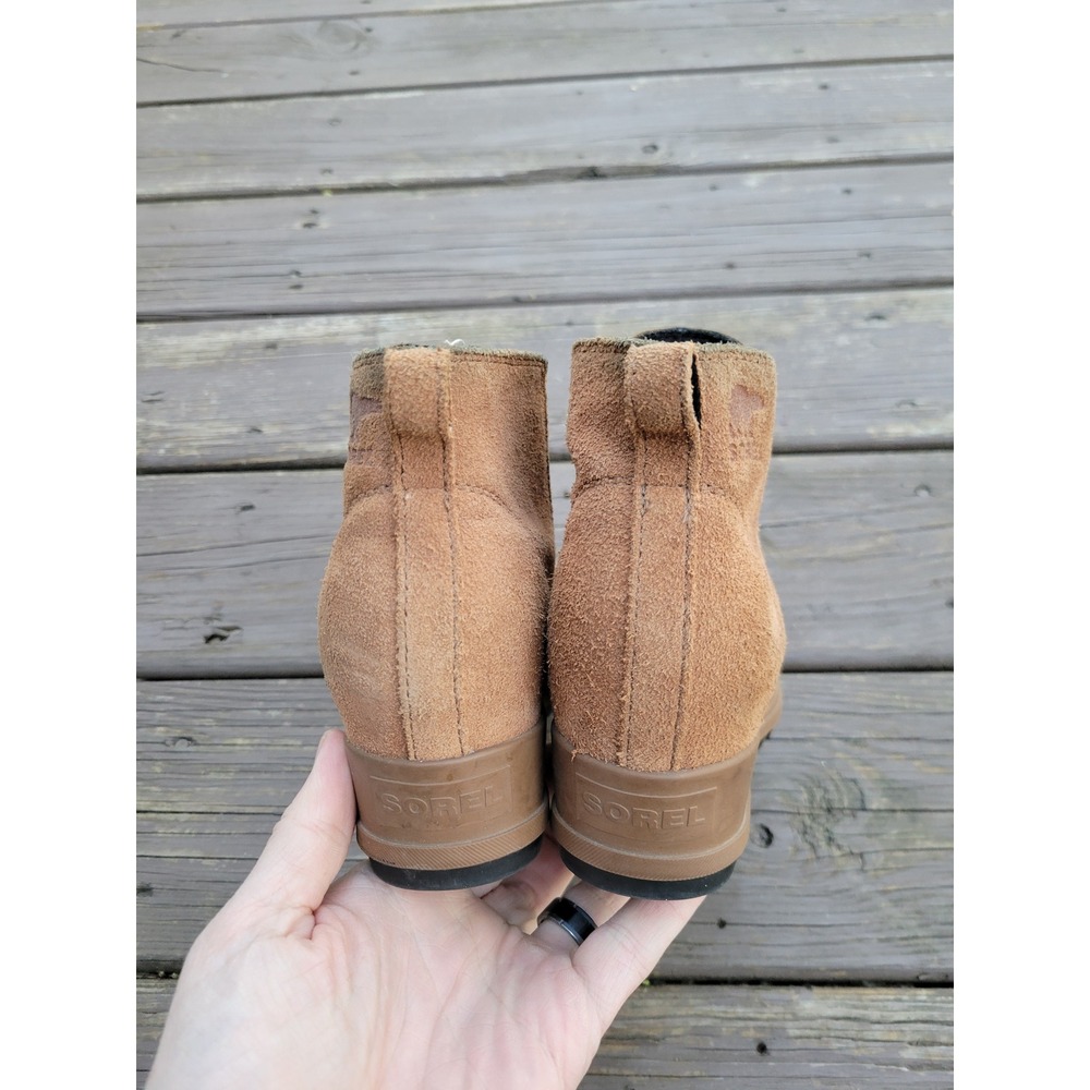 Sorel Evie Chelsea Boots Brown Leather Suede Waterproof Hidden Wedge Size 9 - Picture 5 of 9